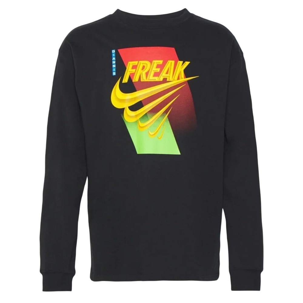 NWT Nike The Nike Tee Giannis Freak Black Long Sleeve Shirt XXL48.87